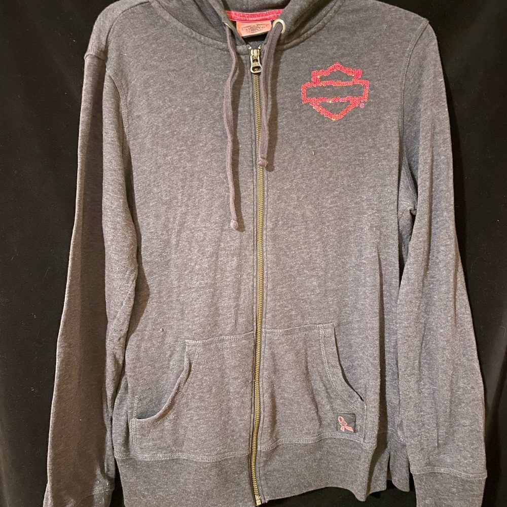 Harley Davidson zipup pink sequin hoodie